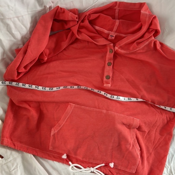 Old Navy French terry cropped hoodie for women size XL, color, orange/peach. - Picture 6 of 8